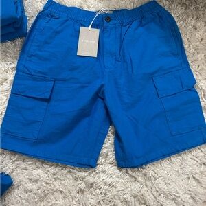 56. Everlane The Organic Cotton Linen Cargo Shorts in Horizon Blue